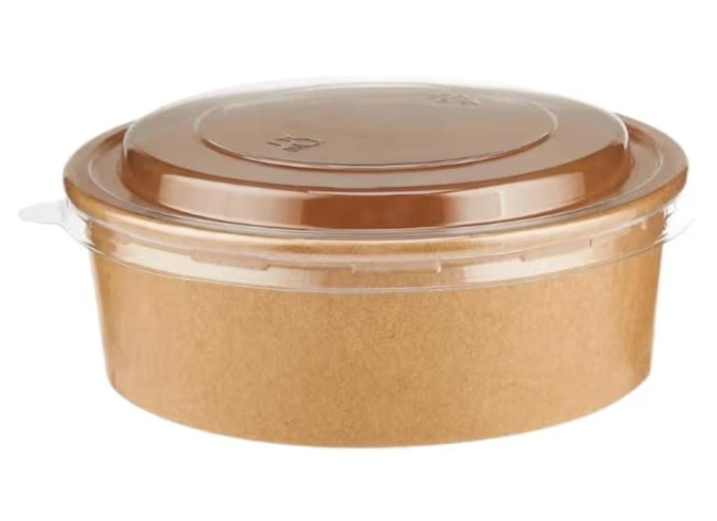 Brown Kraft Salad Bowl With PET Lid (500 ml) - Pack Of 300 Pcs